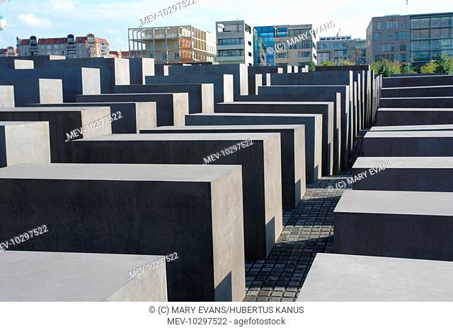 View of the open air Holocaust Memorial in Berlin, Germany