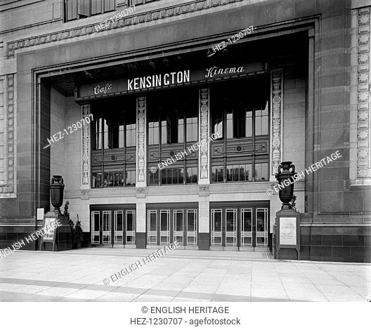 Kensington Kinema, Leonard Place, Kensington, London, 1928. Entrance to the cinema in Leonard Place, Kensington, designed by Julian R Leathart in 1926