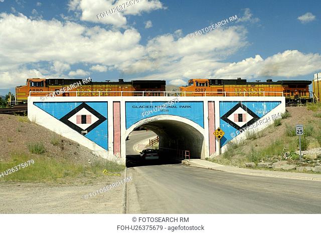 East Glacier Park, MT, Montana, Rocky Mountains, Blackfeet Indian Reservation, railroad bridge