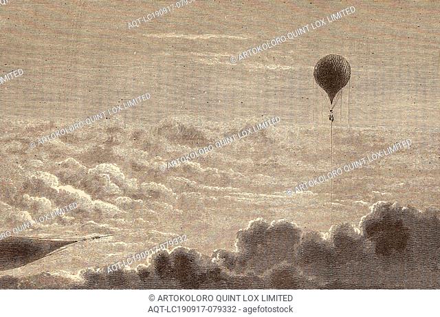 We could see his black image on the clouds, Hot air balloon by James Glaisher casts a shadow on the clouds during a flight, Signed: Sargent; A