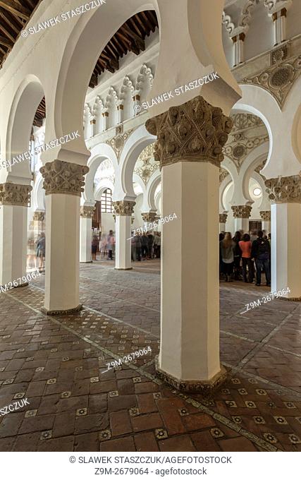 Santa Maria La Blanca synagogue-museum in Toledo, Castilla la Mancha, Spain