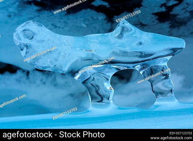 Pieces of frozen ice on the baikal. Broken ice