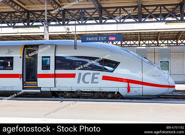 German ICE high speed train HGV at Paris Est Station, Paris, France, Europe
