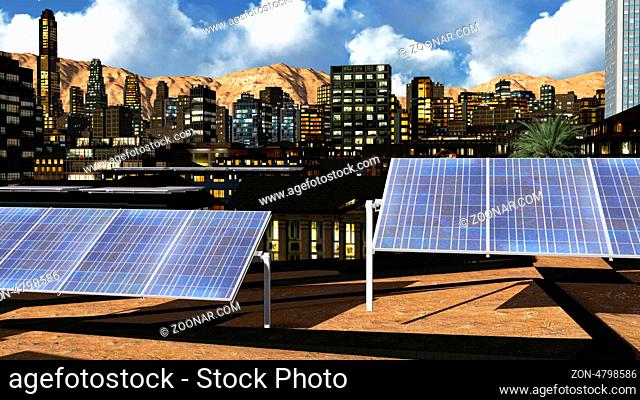 Solar panels in the city
