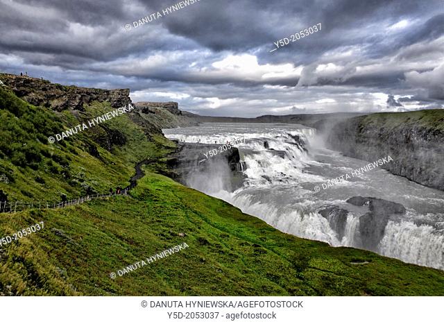 Gullfoss Waterfall, Hvítá-Fluss, Haukadalur, southern Iceland, Iceland, Arctic regions