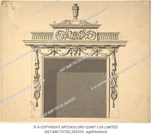 Design for Hall Chimney-piece, Charlemont House, Dublin, 1762, Pen and brown ink, brush and gray wash, sheet: 7 1/4 x 8 3/4 in. (18.4 x 22