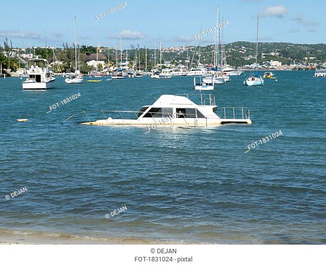 Sinking boat in sunny Montego Bay, Jamaica