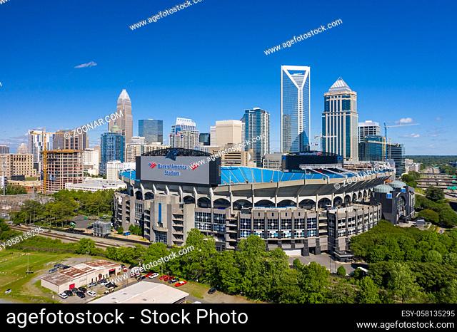 May 01, 2020 - Charlotte, North Carolina, USA: Bank of America Stadium is home to the NFL?s Carolina Panthers in Charlotte, NC