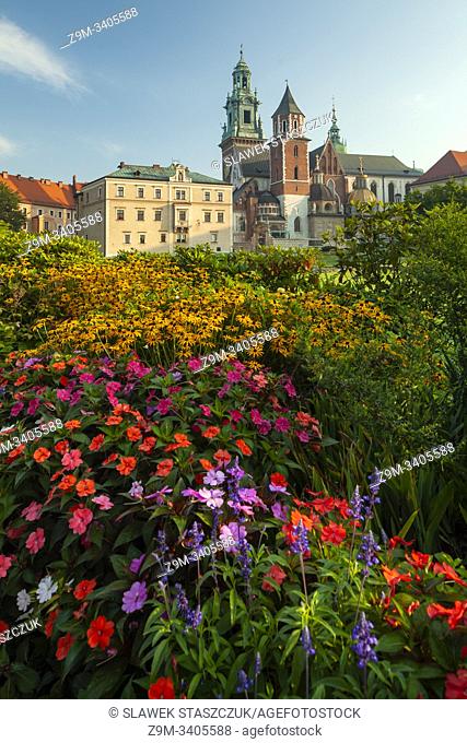 Summer morning at Wawel Royal Castle in Krakow, Poland