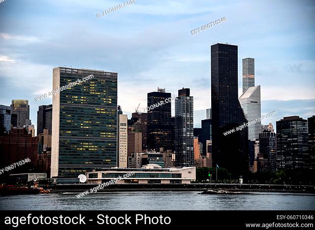 Cityscape of the Midtown of Manhattan from East River, New York City, USA