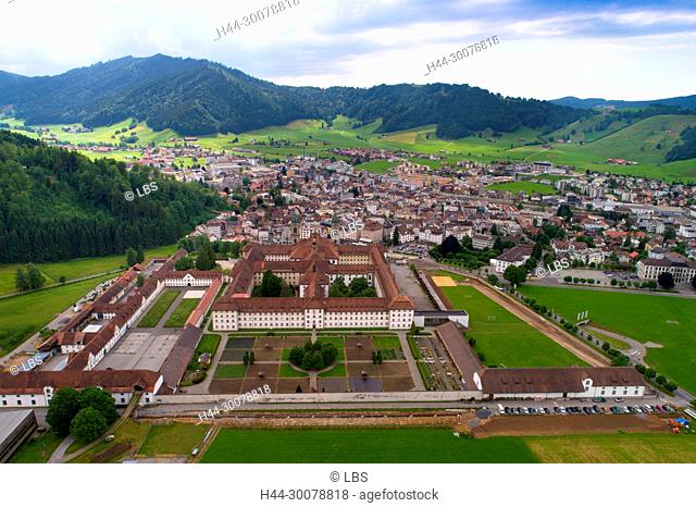 Aerial view Einsiedeln monastery
