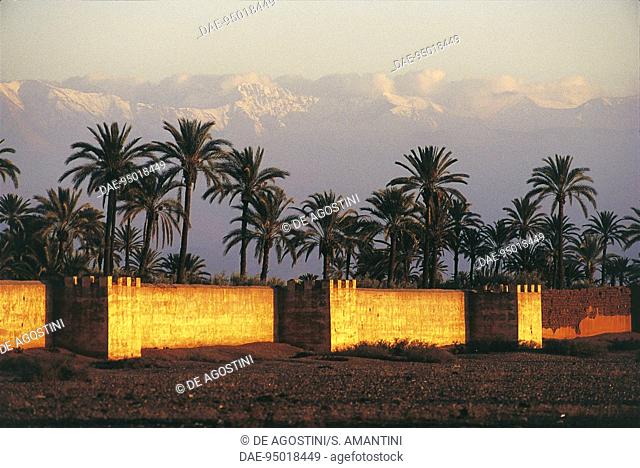 Ancient walls at sunset, medina of Marrakesh (UNESCO World Heritage List, 1985), Morocco, 16th century