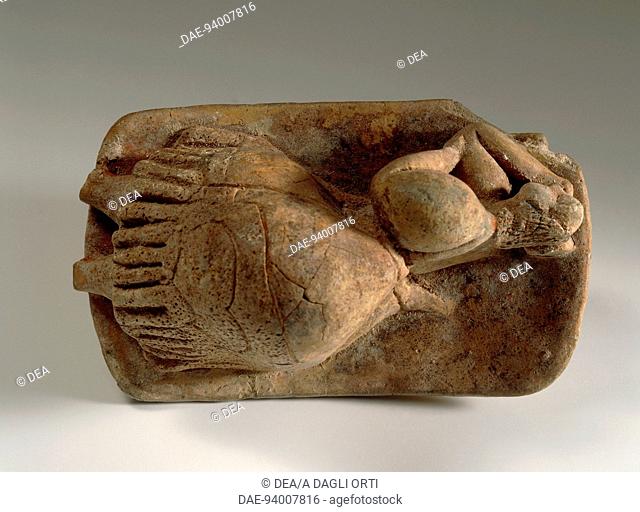 Prehistory, Malta, Neolithic. Terracotta figure known as the Sleeping Lady. From Hal Saflieni Hypogeum.  La Valletta, National Museum Of Archaeology