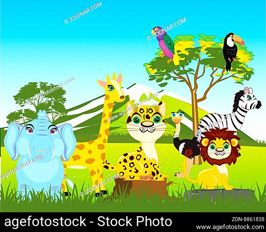 Animals of the africa on white background is insulated