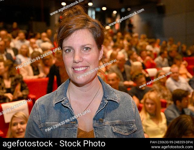 30 June 2023, Bavaria, Munich: Sophie Linnenbaum, director and jury member, stands in the cinema hall of the Hochschule für Film und Fernsehen during the...