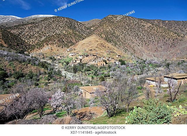 Morocco High Atlas Mountains Tin Mal Village with Oued Nfiss River Valley