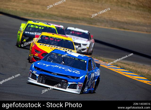 June 23, 2019 - Sonoma, California , USA: Kyle Larson (42) races for position for the TOYOTA/SAVE MART 350 at Sonoma Raceway in Sonoma, California