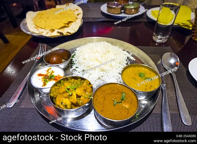 Vegetarian thali set, Indian restaurant, Ho Chi Minh City, Vietnam, Asia