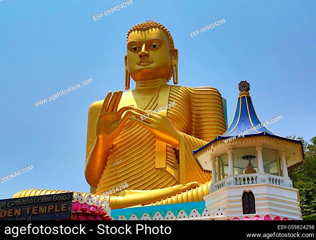 Buddha on Dambula golden temple in Sri lanka - great buddhistic landmark
