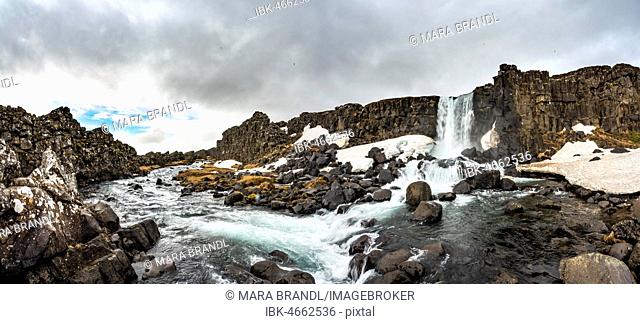 Öxarárfoss Waterfall, River Öxará, Thingvellir National Park, Golden Circle, Southern Region, Iceland