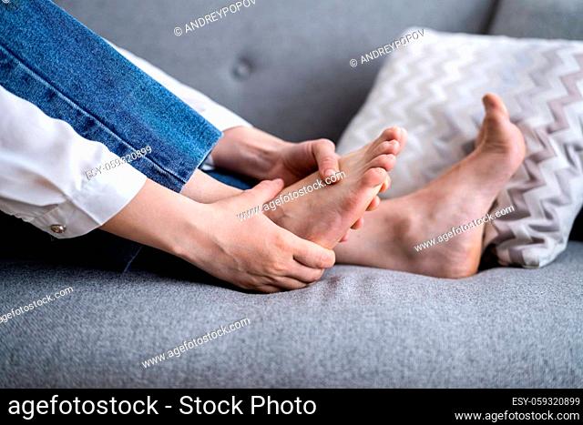 Woman Feet Callus And Injured Foot. Hurt Heel