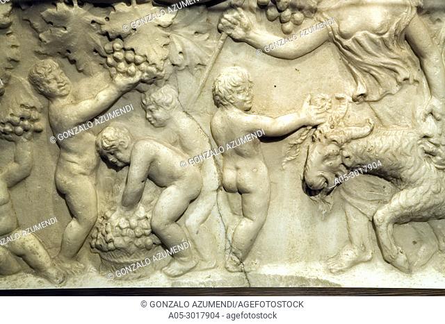 Sarcophagus representing children harvesting. 3rd century after Christ. Vivanco Museum of Wine Culture. Briones. La Rioja. Spain
