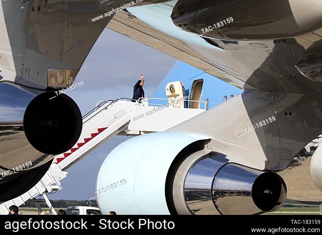 US President Donald Trump boards Air Force One at Joint Base Andrews on September 12, 2020 in Washington, D.C.- Trump is flying to Reno, Nevada