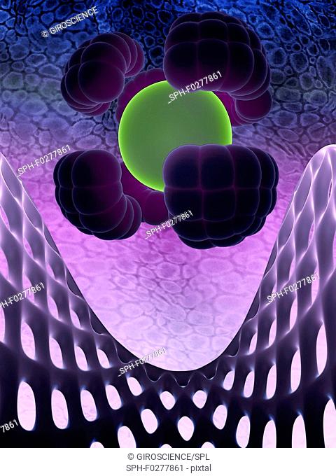 Coated nanoparticles, conceptual illustration