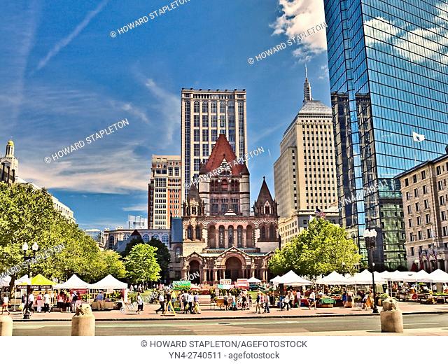 Copley Square and the Trinity Church. Boston, Massachusetts