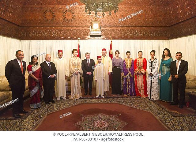 Jordanian Princess Sarvath (2L) and (L-R) Prince Hassan bin Talal, Prince Mulay Rachid of Morocco, Princess Lalla Salma, Jordanian King Abdullah II