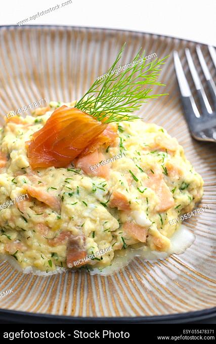 scrambled eggs with smoked salmon