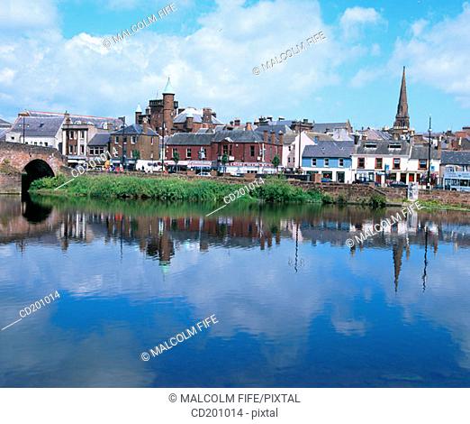 River Nith and Town Centre. Dumfries. Scotland