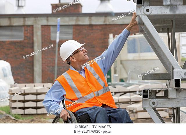 Caucasian engineer working on construction site