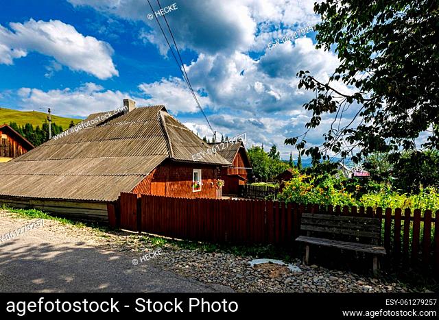 Old houses in a Village of Moldovita in the Bucovina in Romania