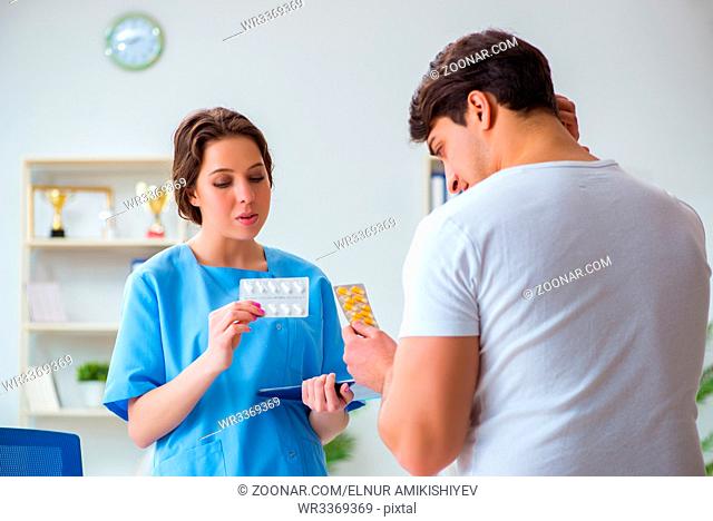 Patient visiting doctor for annual regular check-up in hospital clinic