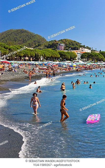 Beach at Sestri Levante, Province of Genoa, Liguria, Italy