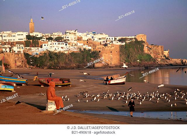 The Boureggreg river and the Oudayas, at Rabat. Morocco