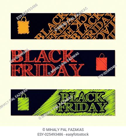 Black friday advertising label set with scribbled elements