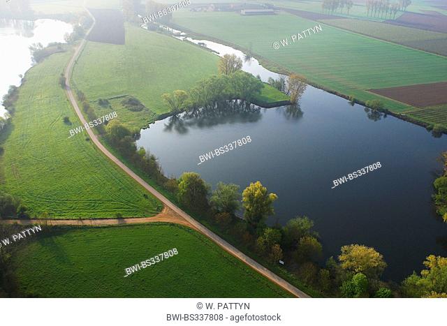 aerial photograph of the old Maas, river Grensmaas at Stokkem, Belgium, Limburg