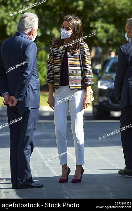 Queen Letizia of Spain attends working meeting with the Mutua Madrilena Foundation at Mutua Madrilena Foundation Headquarters on April 7, 2021 in Madrid, Spain