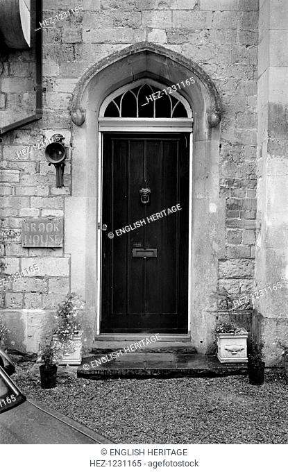 A Tudor-style doorway at Brook House, Station Yard, Steventon, Oxfordshire, 1999. This is one of several properties in Station Yard built c1840 for the Great...