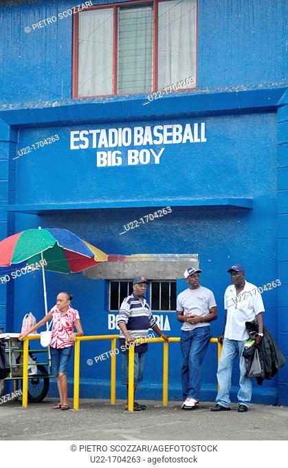 Puerto Limón Costa Rica: people at the entrance of the baseball stadium ‘Big Boy’