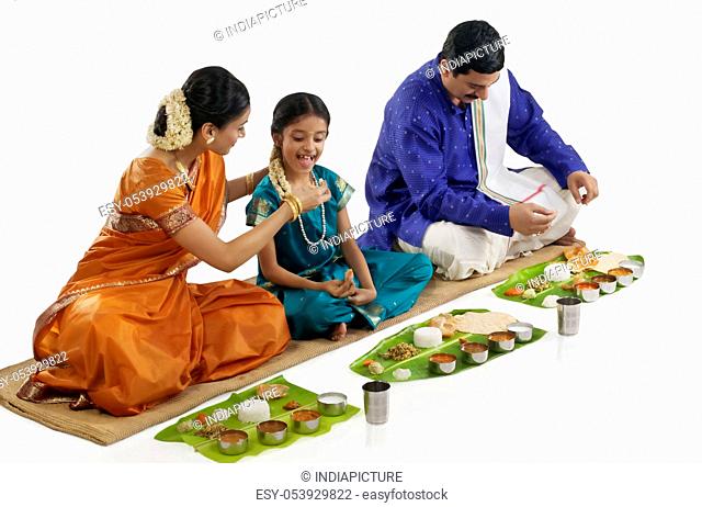 South Indian family having lunch