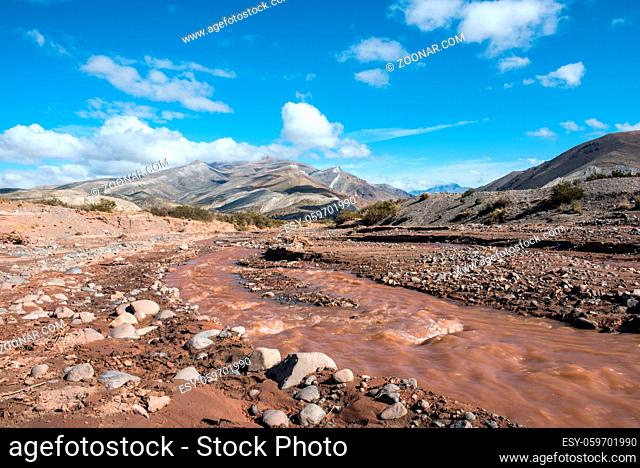 Layered sedimentary rocks in the colorful valley of the Rio Grande (Spanish for