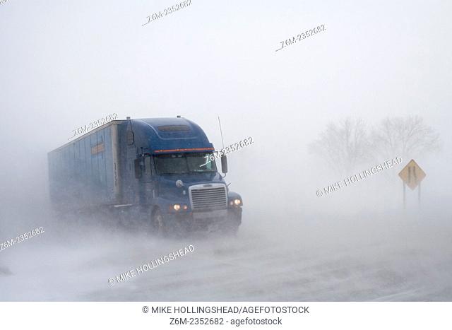 Ground blizzard overtakes western Iowa January 29, 2008. Visibility was down to zero along this stretch of highway 30 near Desoto Bend National Wildlife Refuge