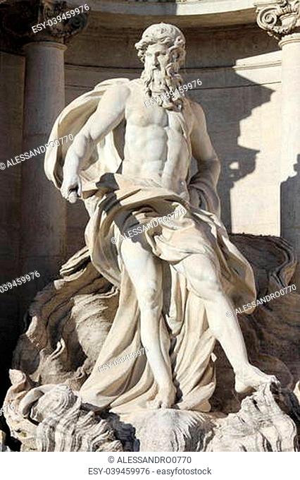 Oceanus in the Trevi Fountain of Rome, Italy