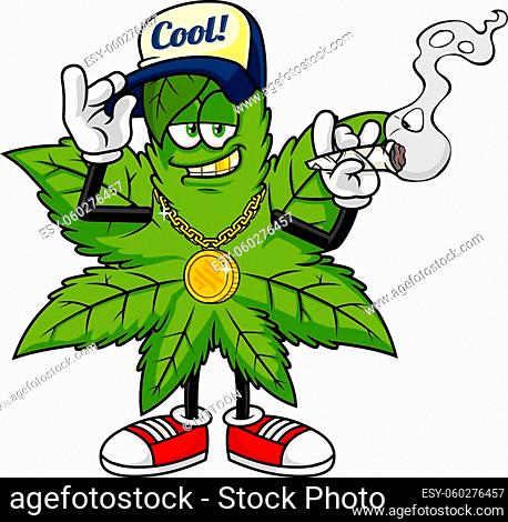 Funny Marijuana Leaf Cartoon Character Smoking A Bong. Vector Hand Drawn  Illustration Isolated On..., Stock Vector, Vector And Low Budget Royalty  Free Image. Pic. ESY-060235125 | agefotostock