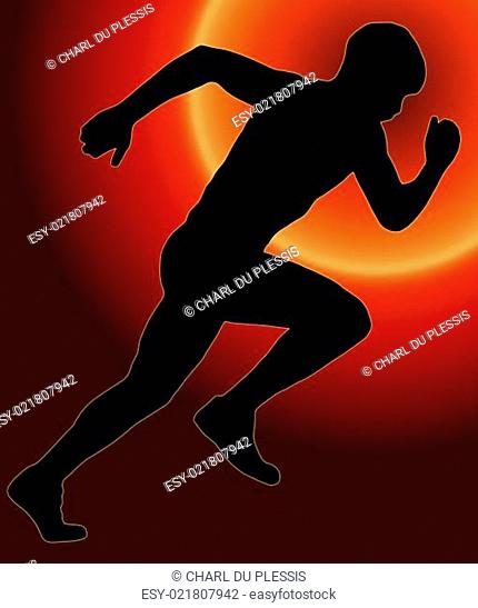 Sunset Back Sport Silhouette - Male Sprint Athlete