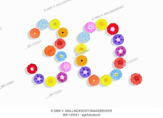 Numbers written with flowers