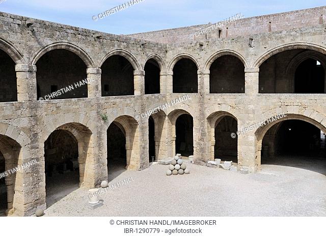 Courtyard of the Archaeological Museum, Rhodes Town, Rhodes, Greece, Europe